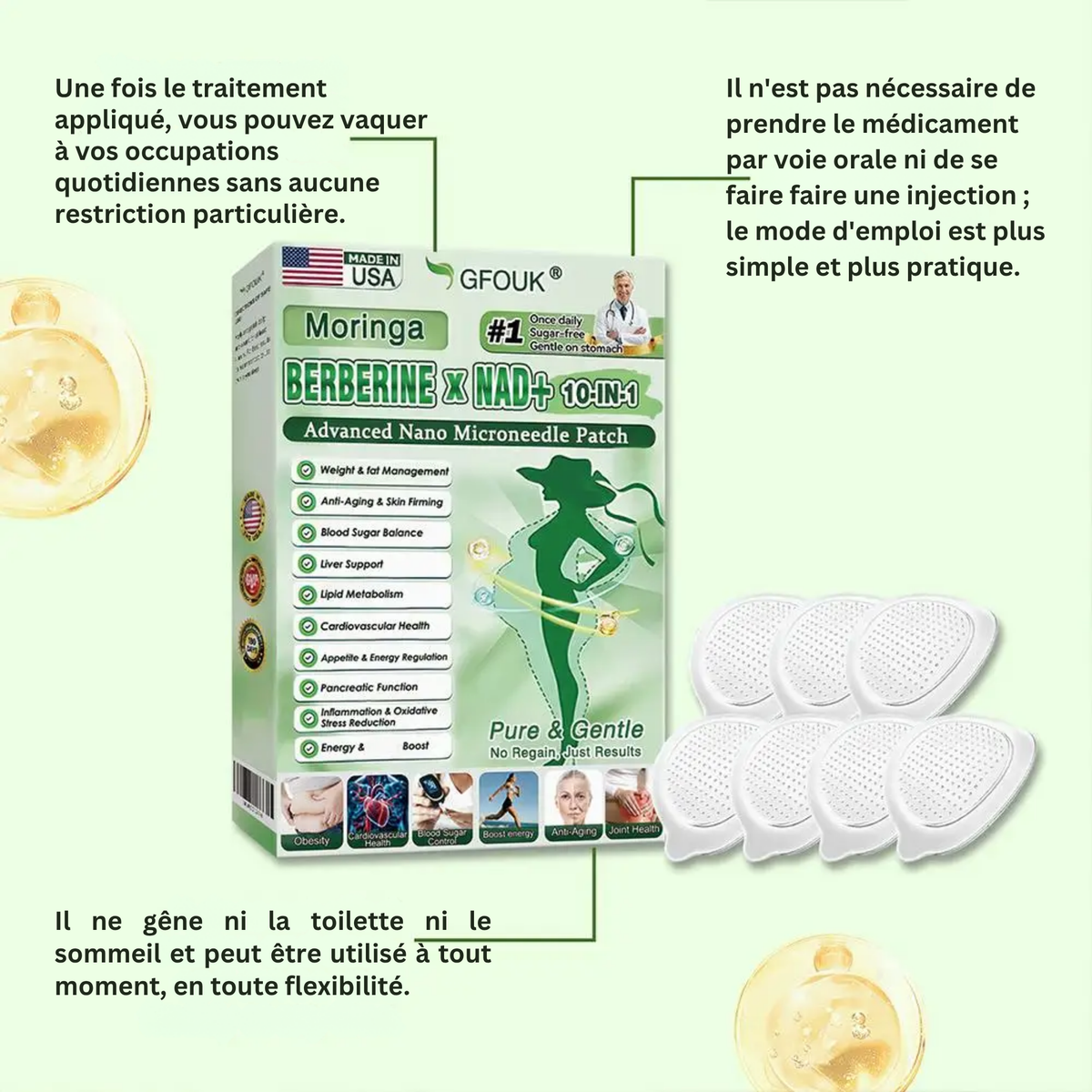 Patchs de moringa, de berbérine et de micro-NAD+